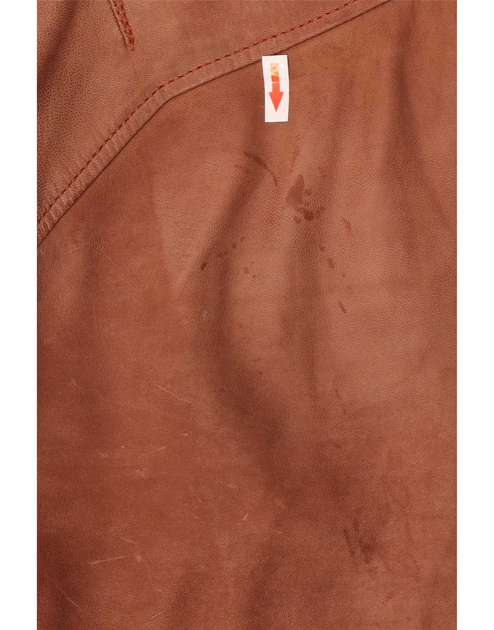 G-Star Chaqueta motera de ante para hombre UK 40 Large Cuero marrón