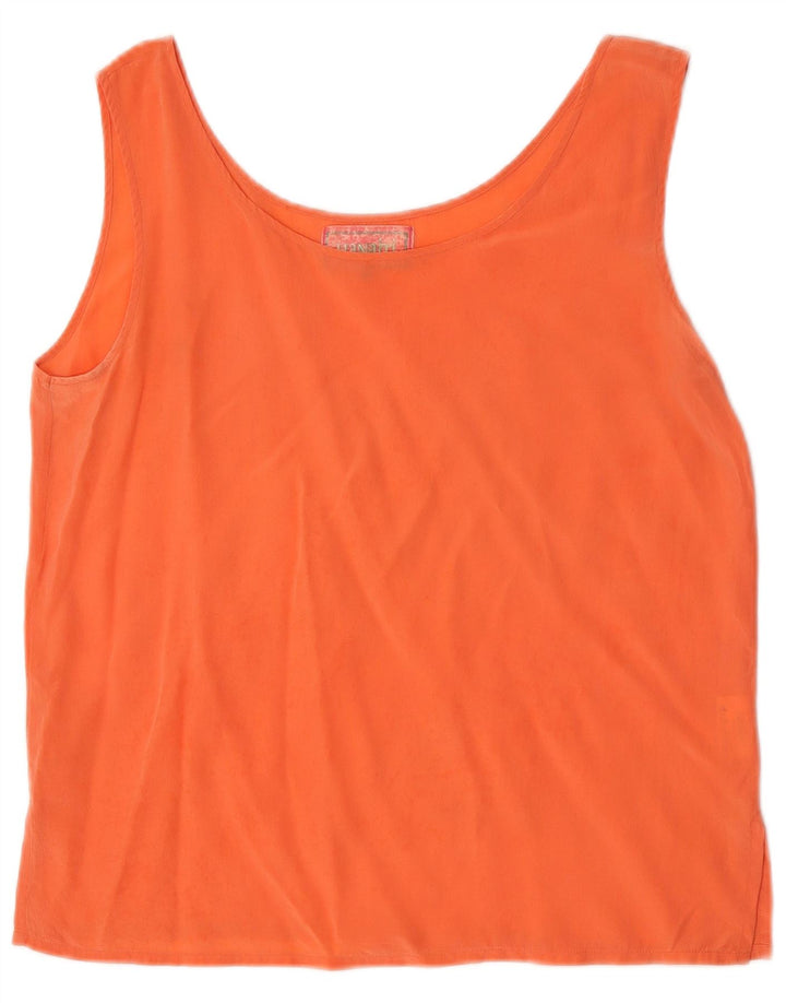 HANAITI Top sin mangas para mujer UK 14 Seda naranja mediana