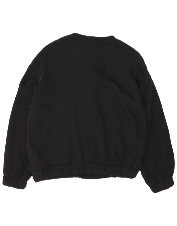 Zara Mujer Chaqueta Bomber Extragrande UK 10 Small Poliéster Negro
