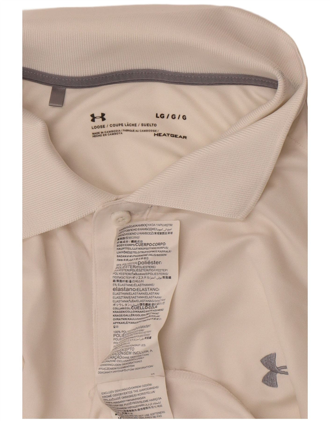 Under Armour Polo Heat Gear para hombre, poliéster blanco grande