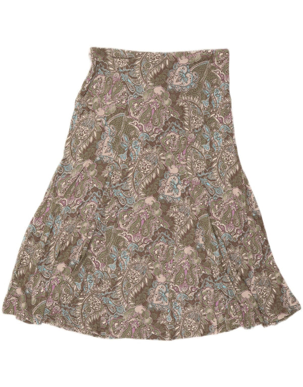 Marks & Spencer Falda Acampanada para Mujer UK 44 Grande W32 Gris Paisley Viscosa
