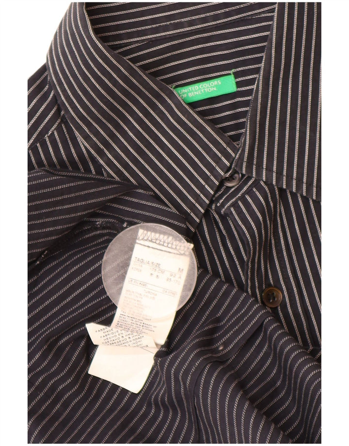 Camisa BENETTON Hombre Mediana Algodón Rayas Negras