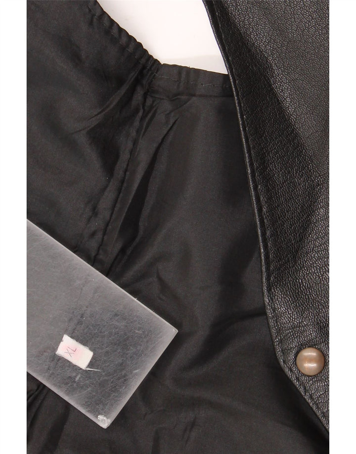 Chaleco de cuero vintage para hombre XL negro
