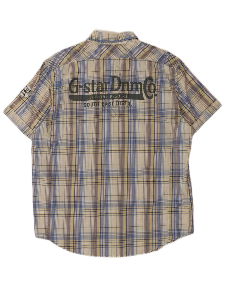 G-Star Camisa gráfica de manga corta para hombre XL Algodón a cuadros multicolor