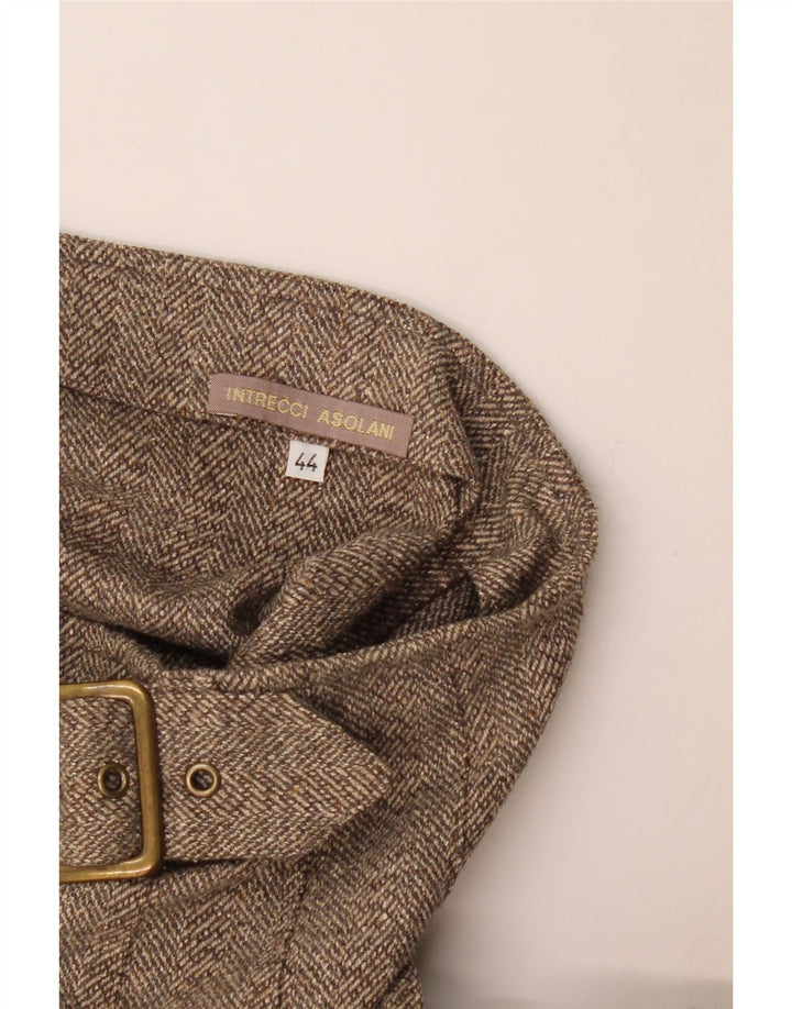 Falda envolvente plisada vintage para mujer IT 44 Mediana W30 Espiga marrón