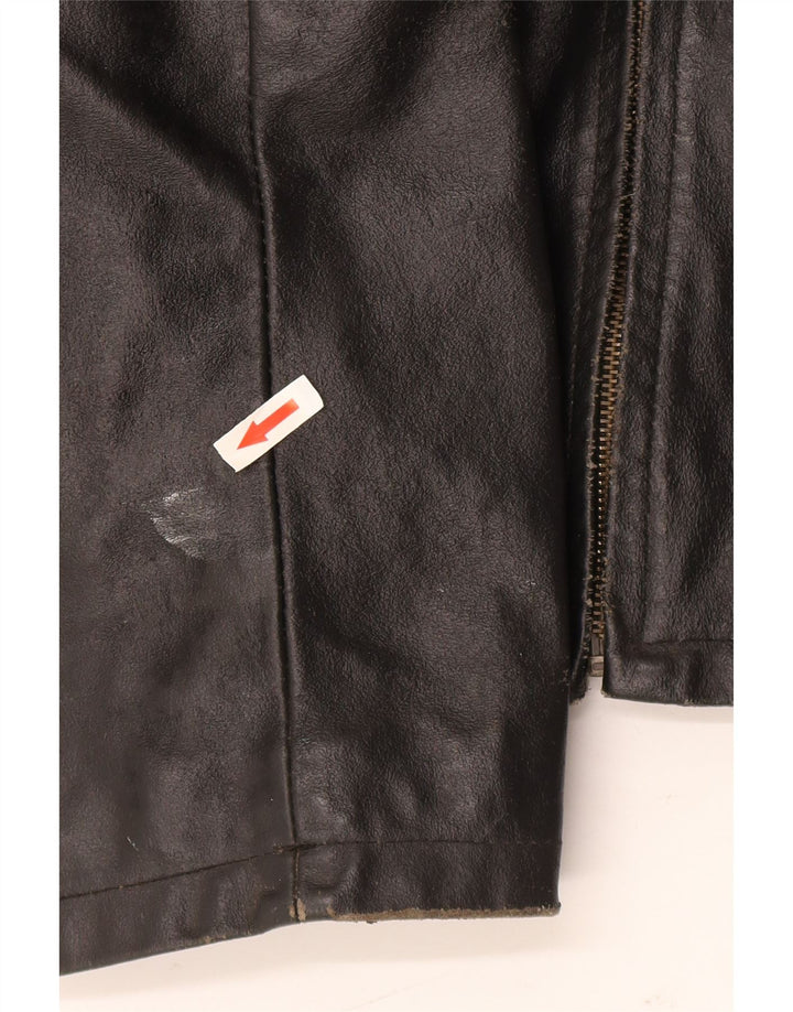 Chaqueta de cuero vintage para hombre Reino Unido 42 XL cuero negro