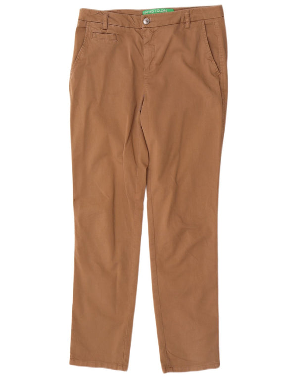 Benetton Pantalones Chinos Slim Para Mujer UK 10 Small W30 L29 Algodón Beige