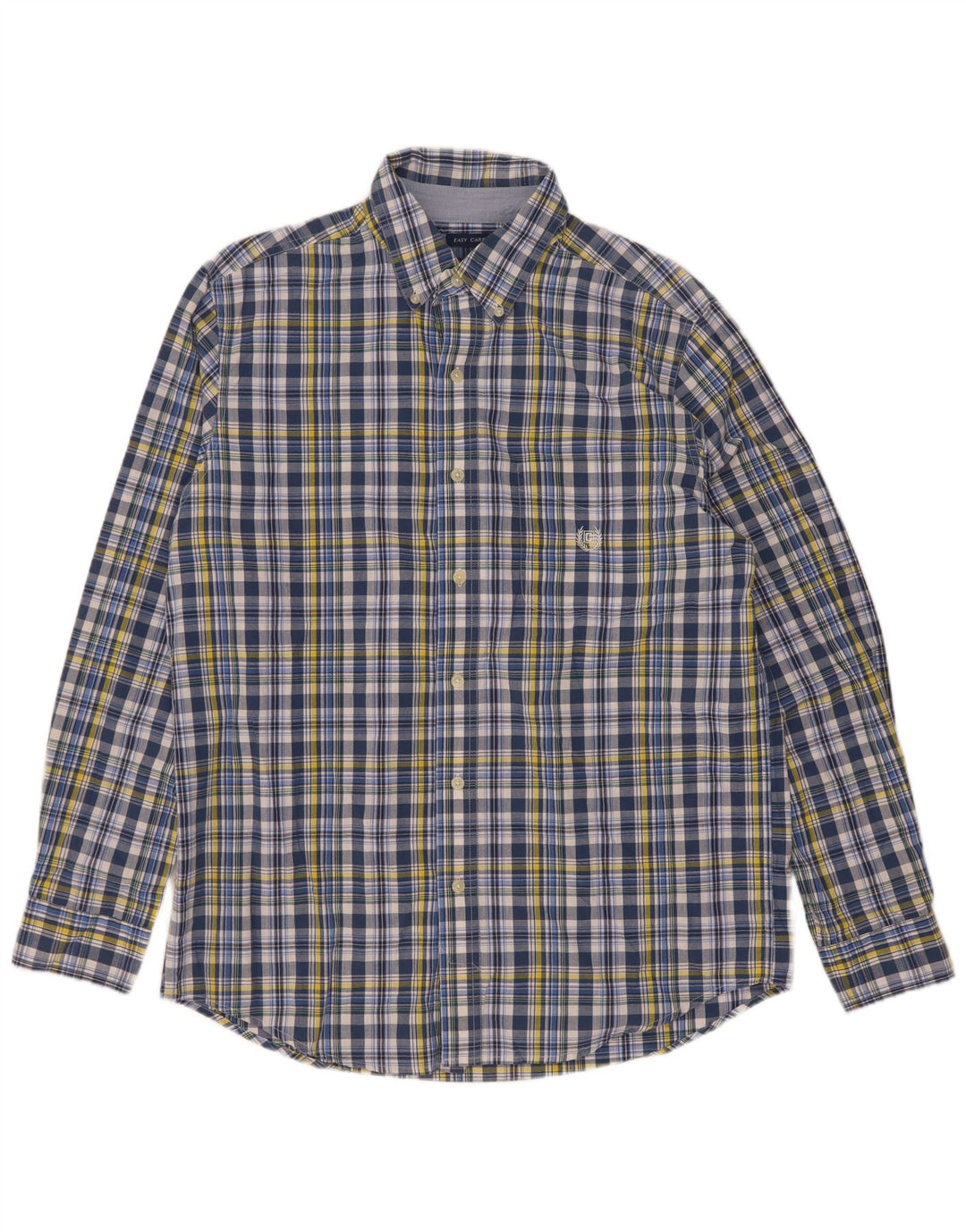 Chaps Camisa de fácil cuidado para hombre de algodón a cuadros azul medio
