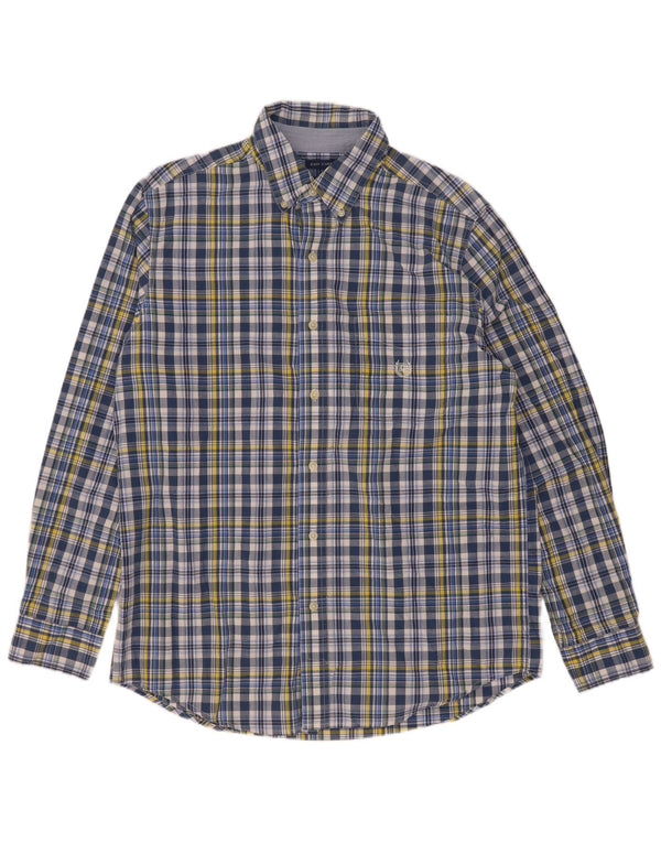 Chaps Camisa de fácil cuidado para hombre de algodón a cuadros azul medio