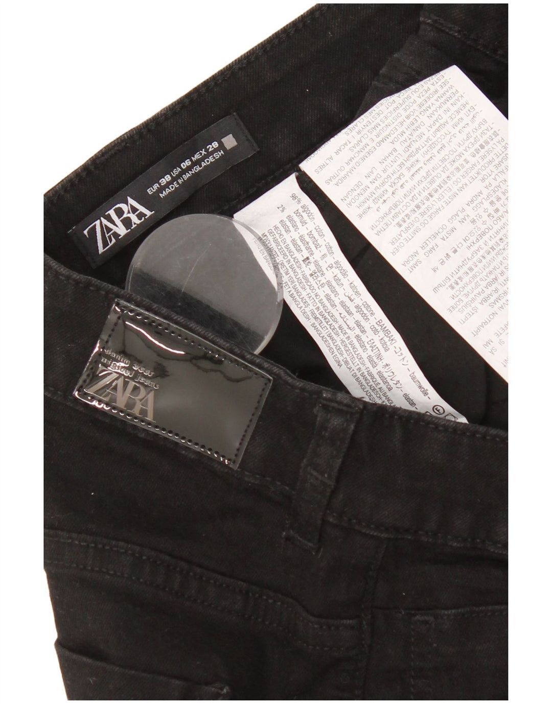 Zara Jeans Acampanados Para Mujer EU 38 Small W28 L31 Algodón Negro