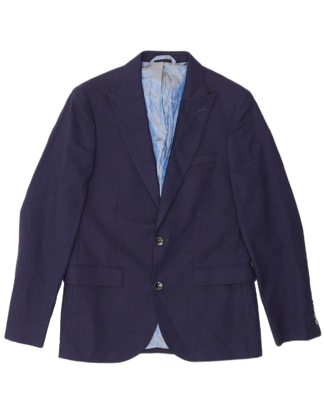 Dkny Chaqueta tipo blazer ajustada con 2 botones para hombre UK 38 Lana azul marino mediana