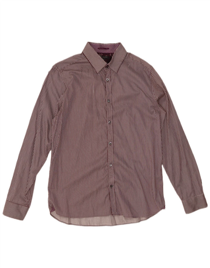 TED BAKER Camisa para hombre Talla 4 Grande Púrpura Rayas Algodón