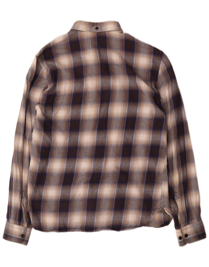 Camisa de franela de corte regular para hombre de French Connection con cuadros pequeños en color marrón