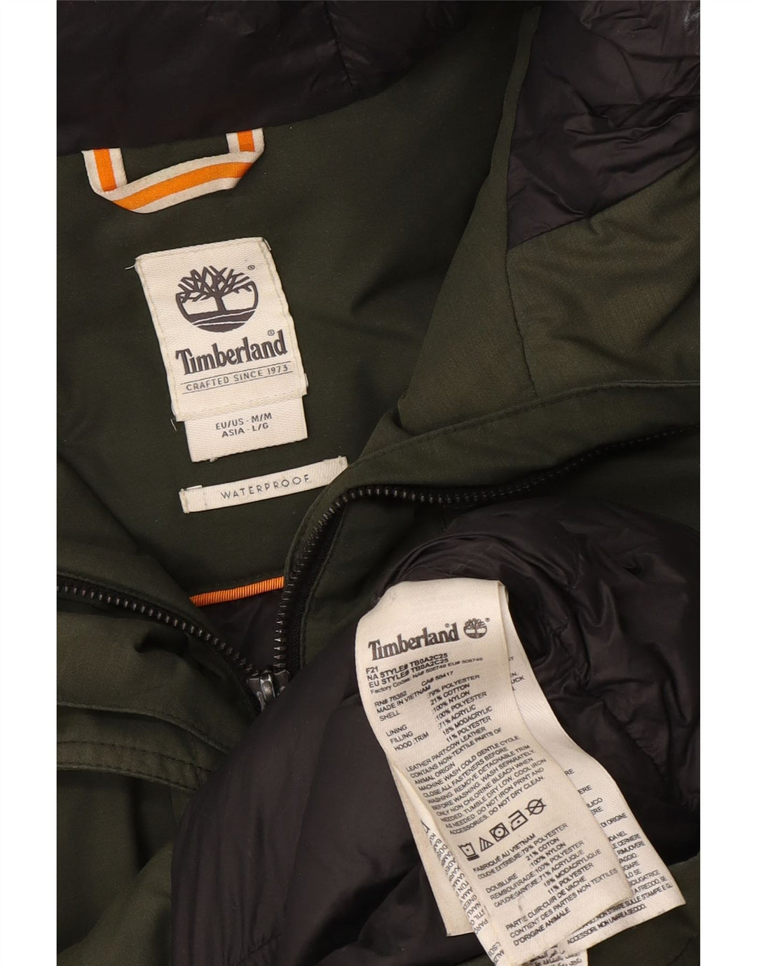 Timberland Parka con capucha para mujer UK 40 Poliéster verde medio