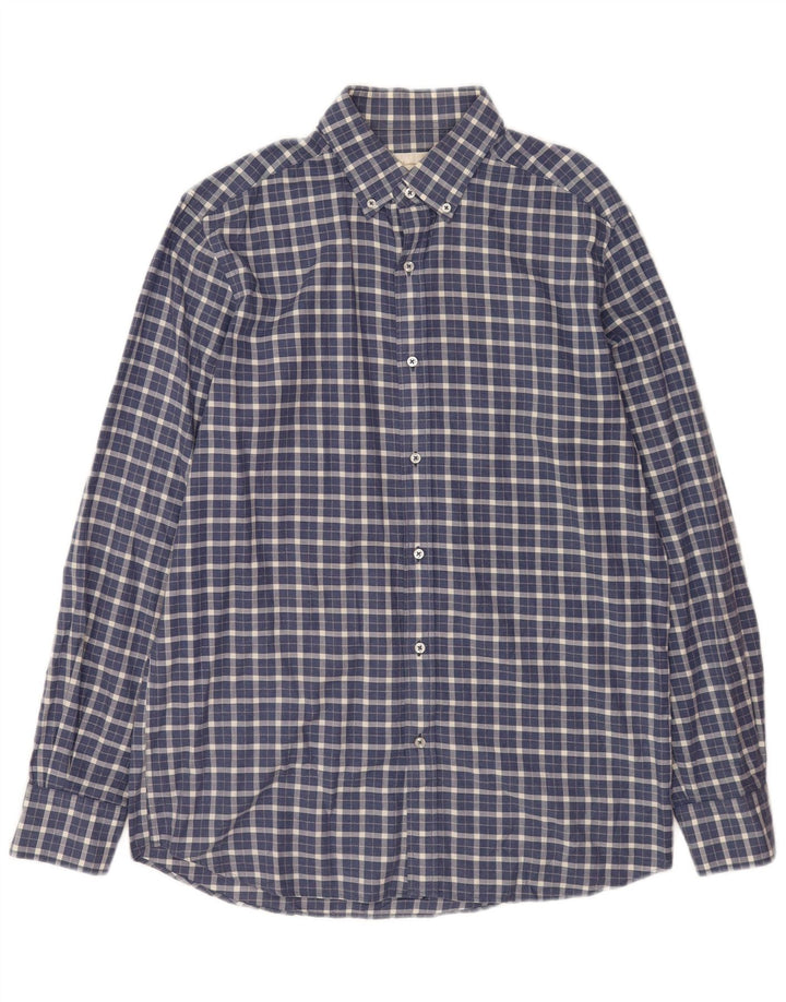 Massimo Dutti Hombre Camisa Franela Cuadros Azul Marino Mediano
