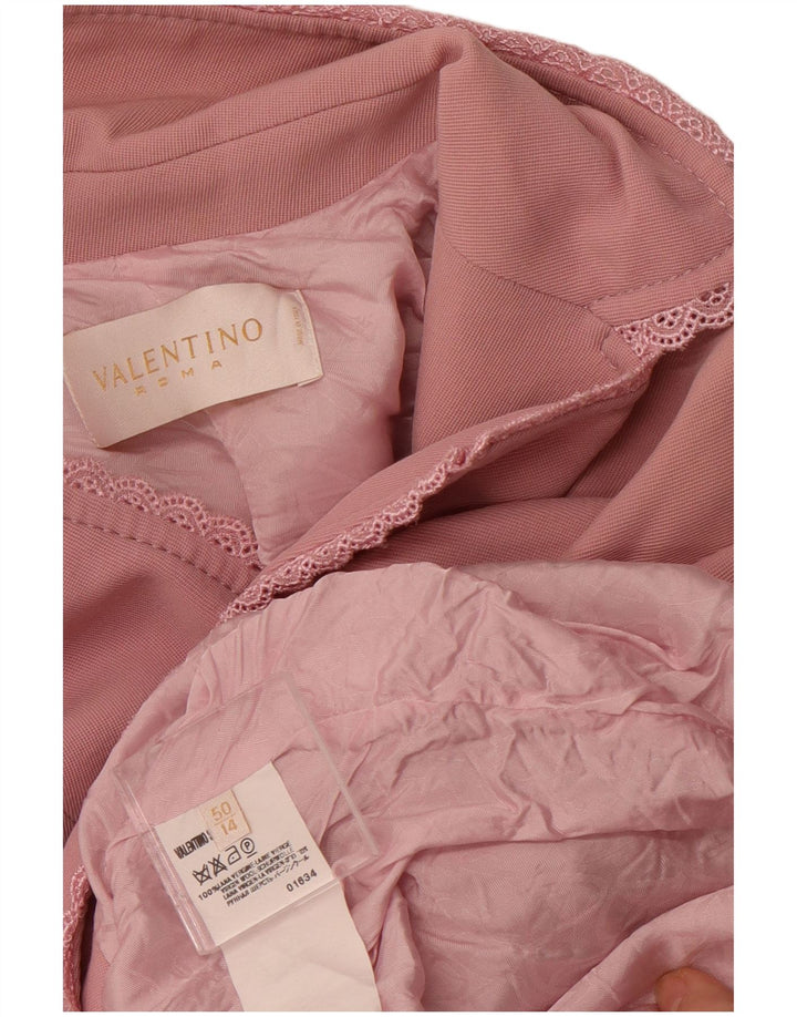VALENTINO Chaqueta tipo blazer de 1 botón para mujer UK 44 Lana virgen rosa mediana