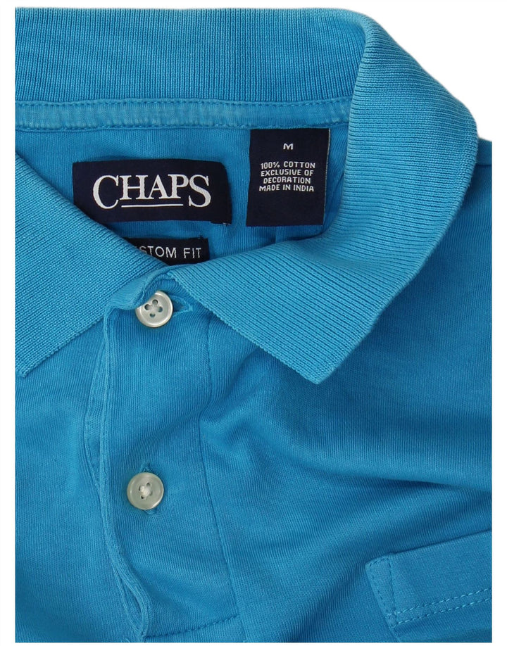 CHAPS Polo de ajuste personalizado para hombre de algodón azul medio