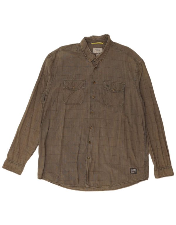 CAMEL ACTIVE Camisa Regular Fit Hombre XL Caqui Cuadros Algodón