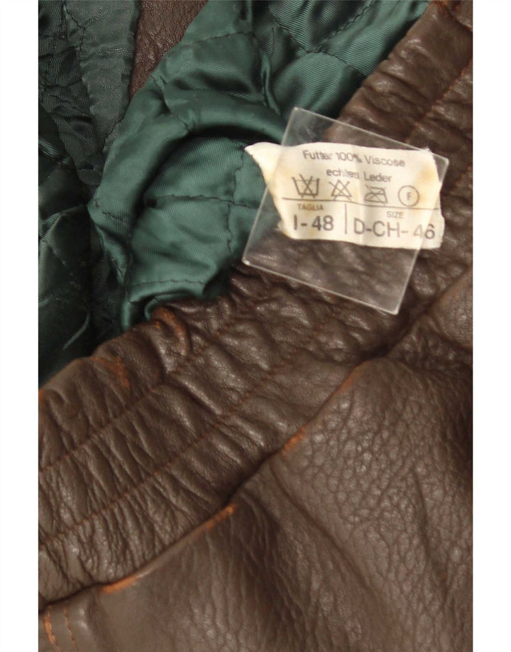 Chaqueta de cuero vintage para hombre IT 48 Marrón medio