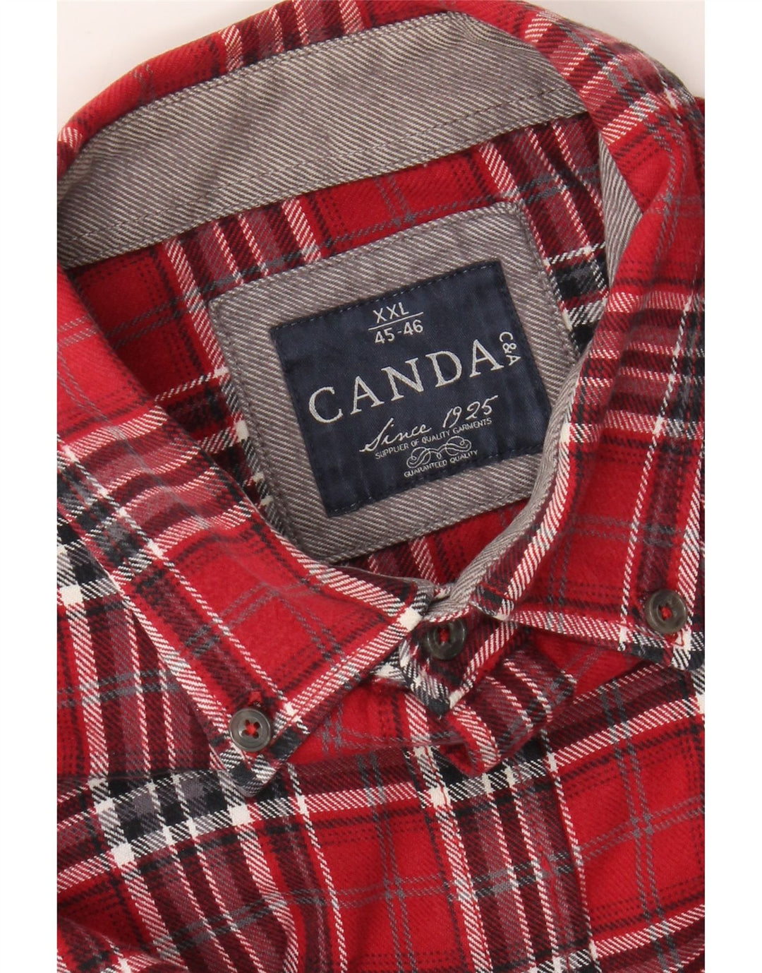 CANDA Camisa de franela para hombre Talla 45/46 2XL Algodón a cuadros rojos