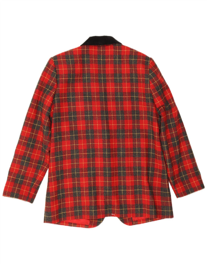 Sag Harbor Chaqueta Blazer de 1 Botón para Mujer US 8 Mediana Lana a Cuadros Rojos