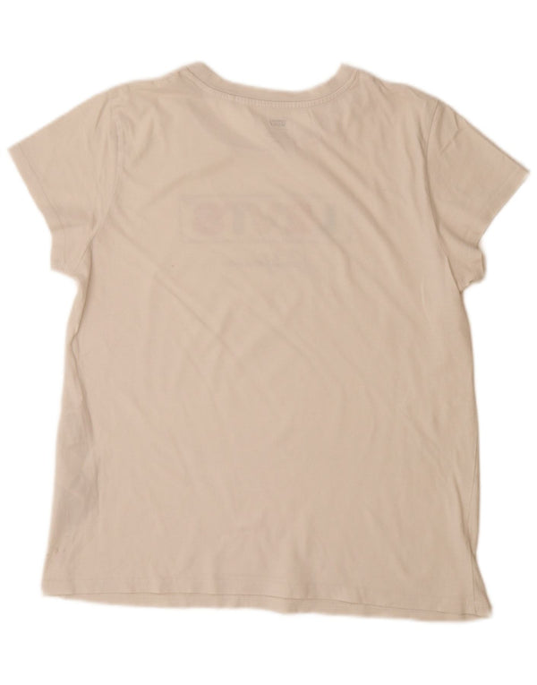 LEVI'S Camiseta gráfica para mujer Top UK 40 Grande Algodón blanco roto