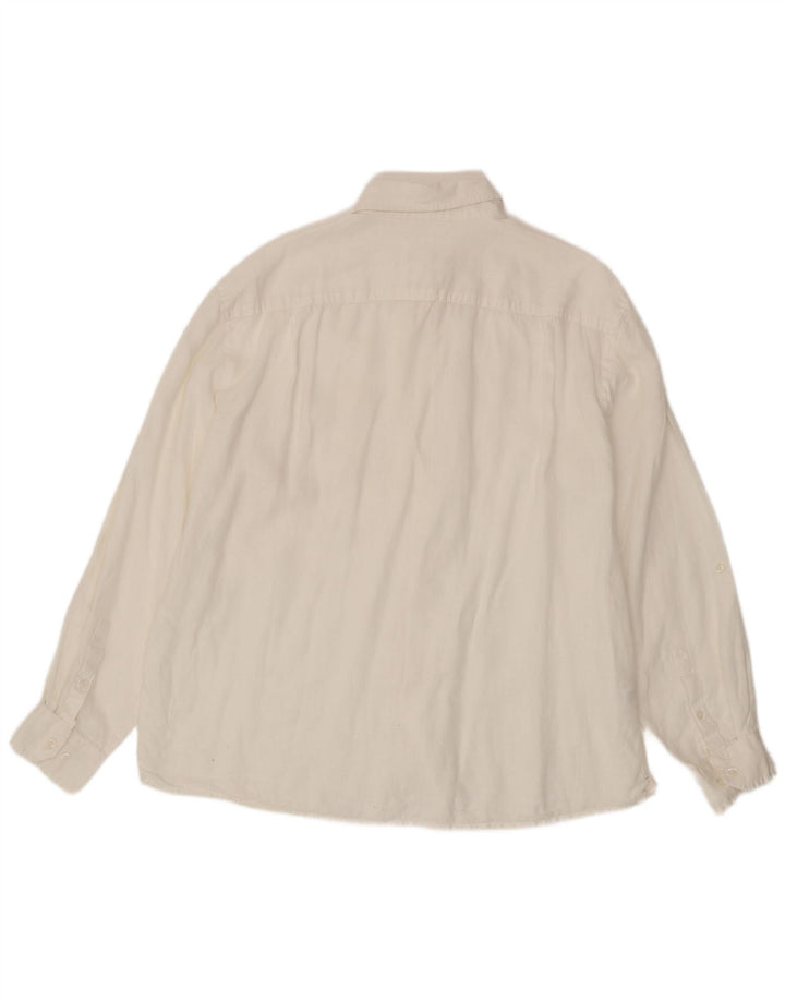 Marks & Spencer Camisa Harbour Azul para Hombre XL Lino Blanco
