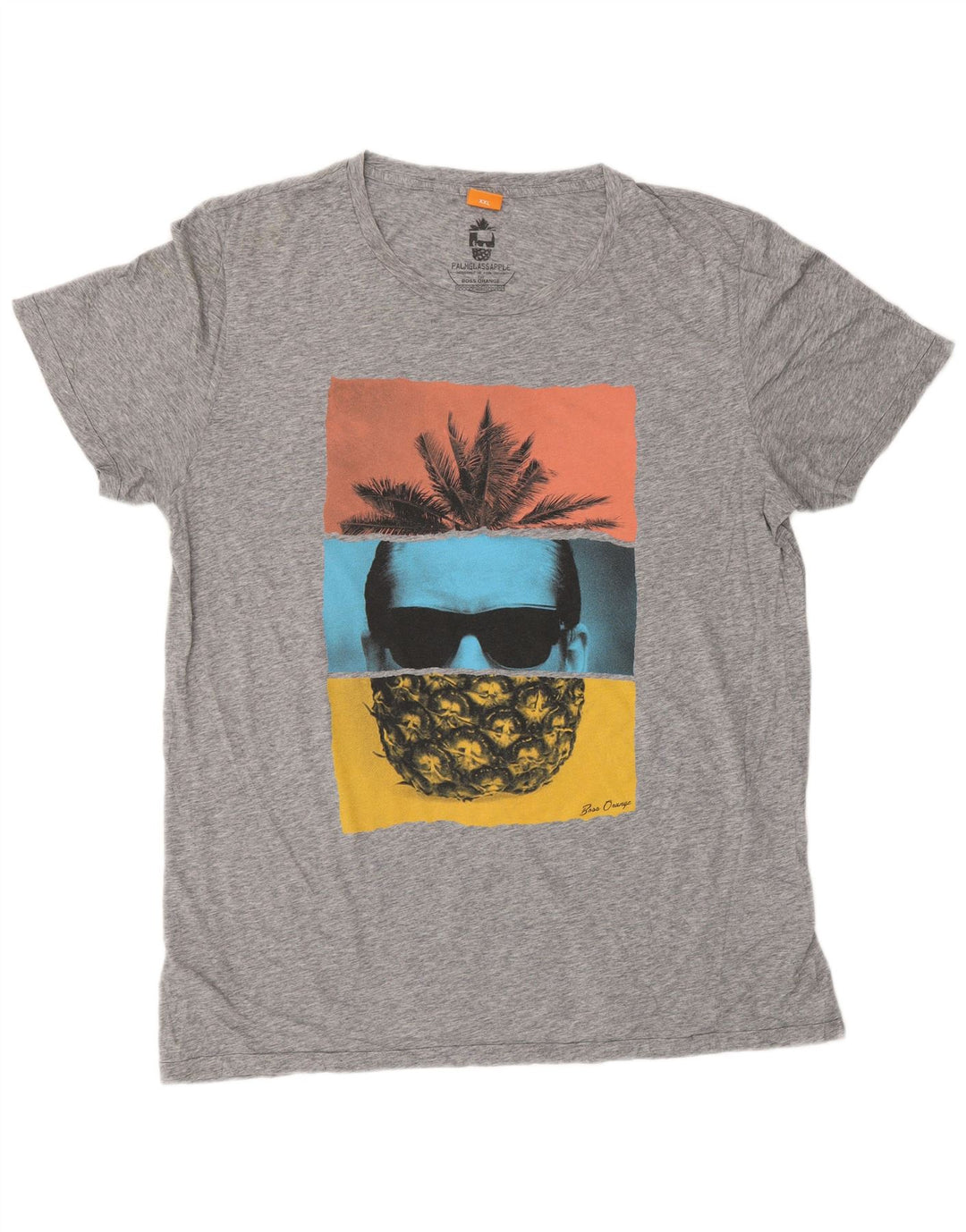 HUGO BOSS Camiseta gráfica para hombre Top 2XL Gris moteado