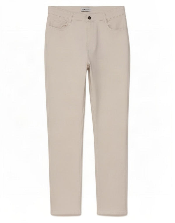 Zara Mujer Pantalones Casuales Pitillo EU 44 XL W30 L28 Algodón Blanco