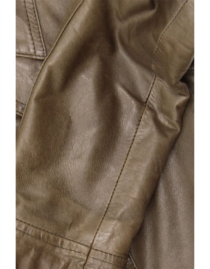Chaqueta de cuero vintage para mujer IT 42 Cuero caqui medio