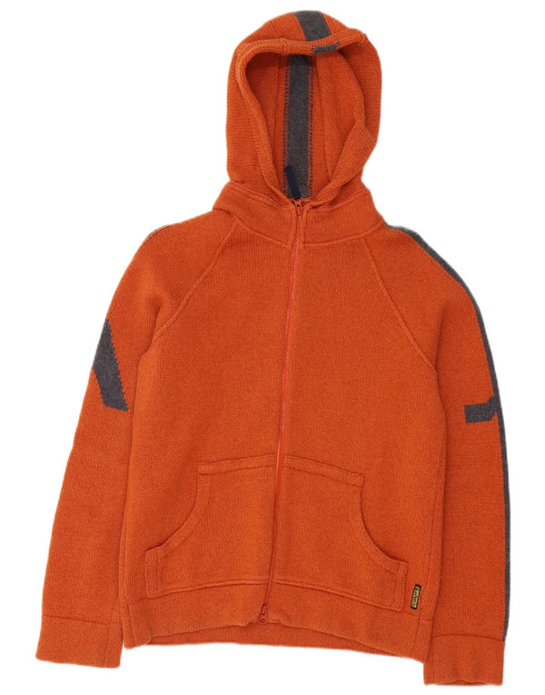 Armani Jeans Hombre Cárdigan Con Capucha De Lana Color Block Naranja Medio