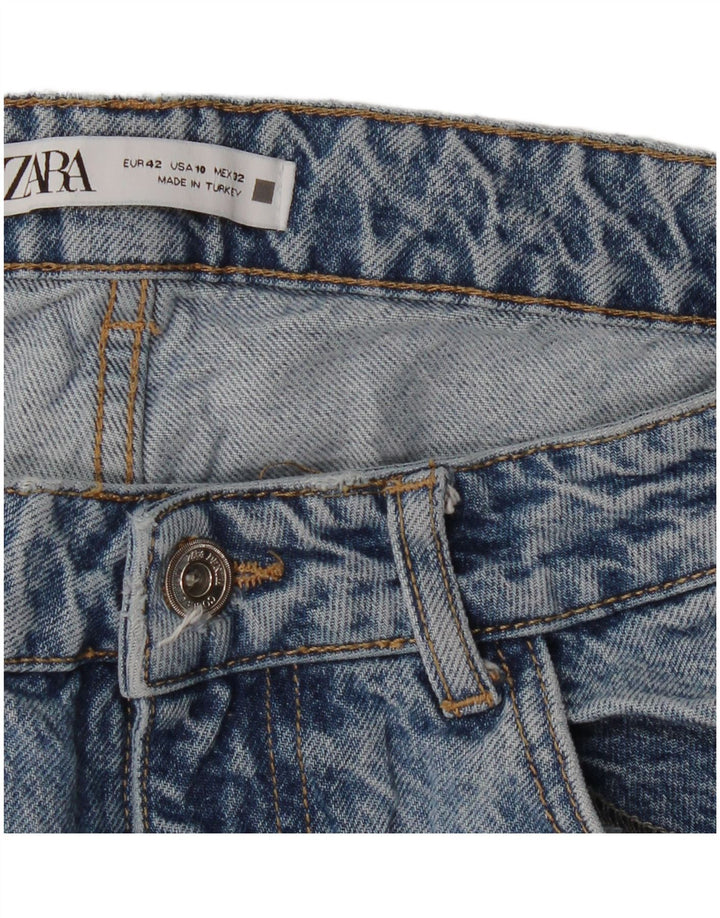 Zara Jeans Sueltos De Tiro Alto Desgastados para Mujer EU 42 Large W32 L31 Azul