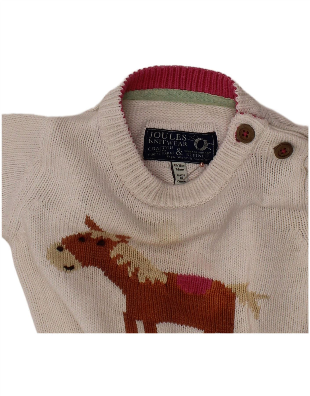 JOULES Jersey con Cuello Barco para Bebé Niña 12-18 Meses Blanco Estampado Animal