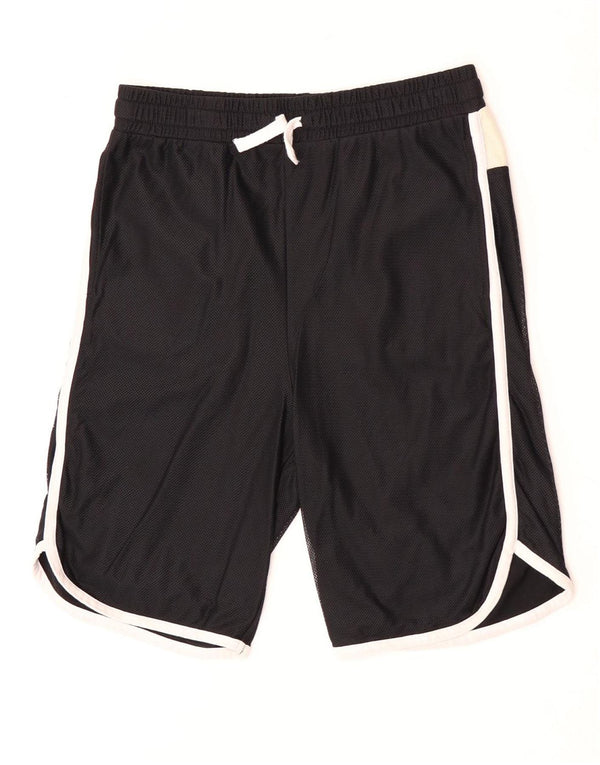 BENETTON Boys Graphic Sport Shorts 13-14 Years 3XL Black Colourblock