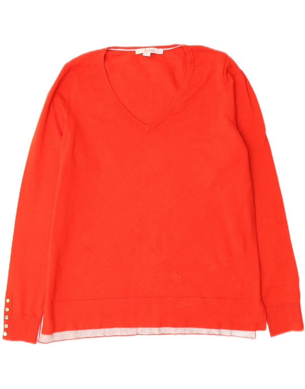 Boden - Jersey con cuello en V para mujer, talla 40, talla grande, algodón rojo
