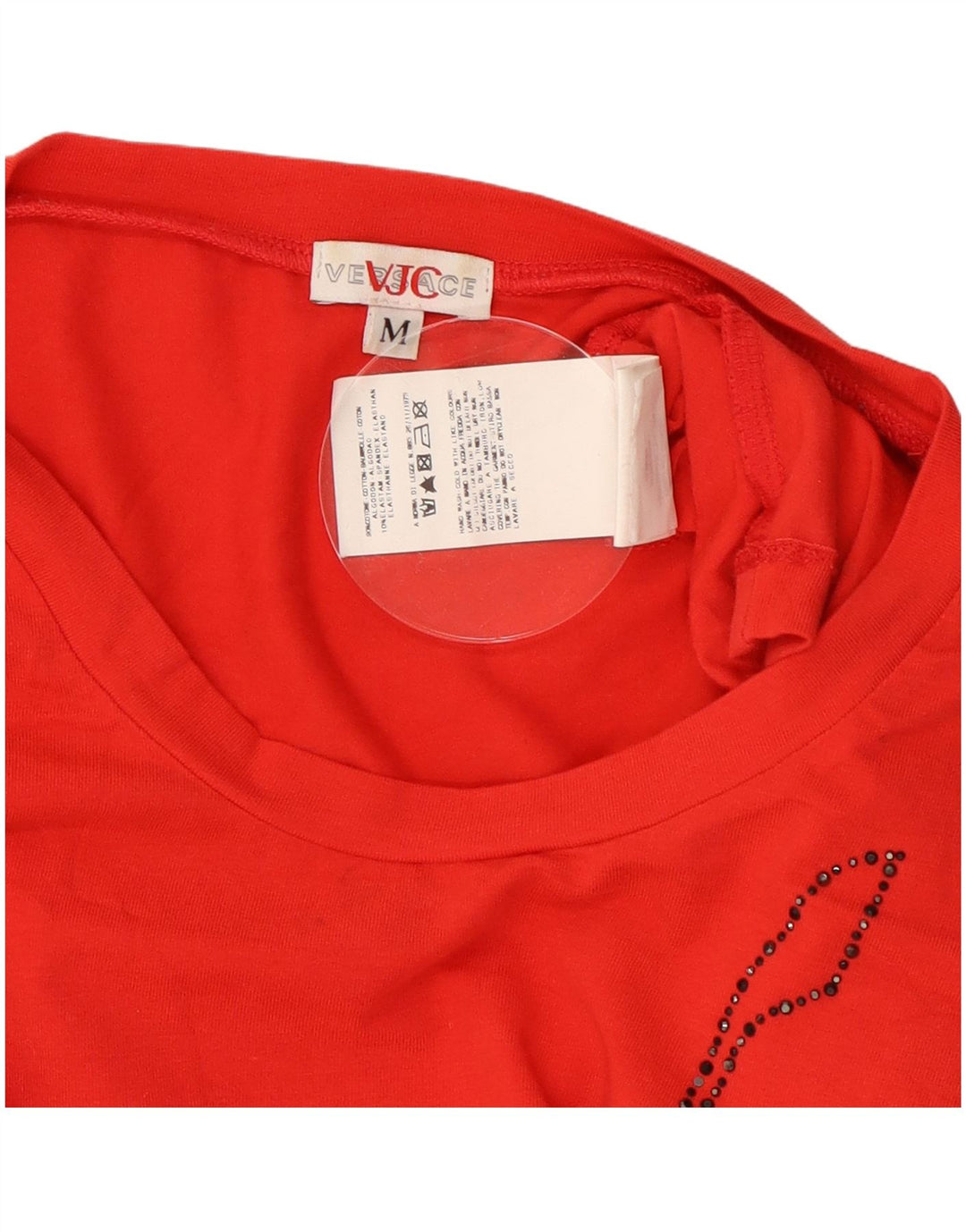 Versace Top gráfico para mujer manga larga UK 12 Algodón rojo mediano