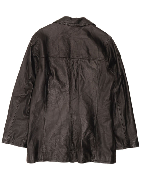 HELEN HUBERT Chaqueta de cuero para hombre UK 38 Medium Black Leather