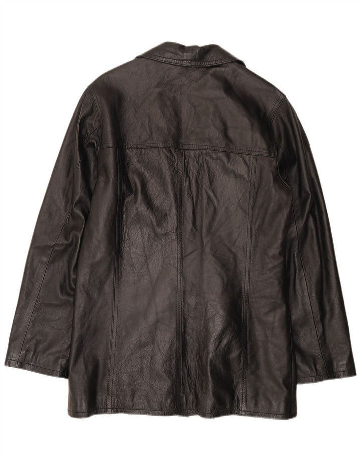 HELEN HUBERT Chaqueta de cuero para hombre UK 38 Medium Black Leather