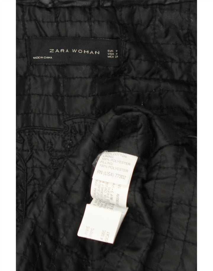 Zara Mujer Chaqueta utilitaria extragrande con capucha UK 44 Mediano Poliéster negro