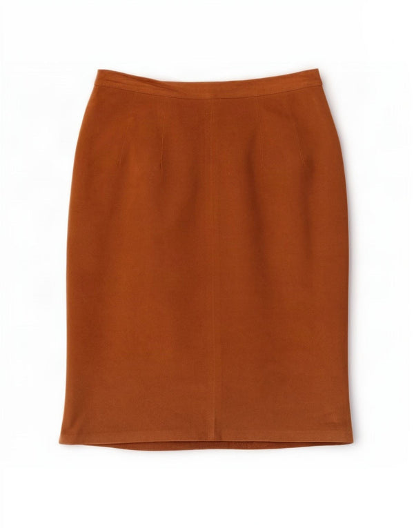 Falda de ante vintage para mujer IT 44 Medio W28 Cuero beige