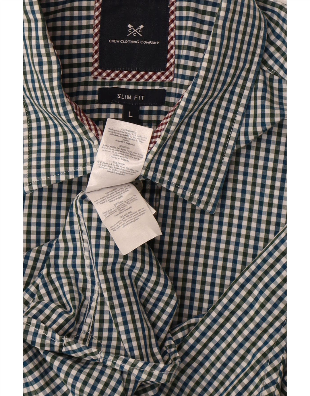 Crew Clothing Camisa ajustada para hombre Algodón a cuadros multicolor grande