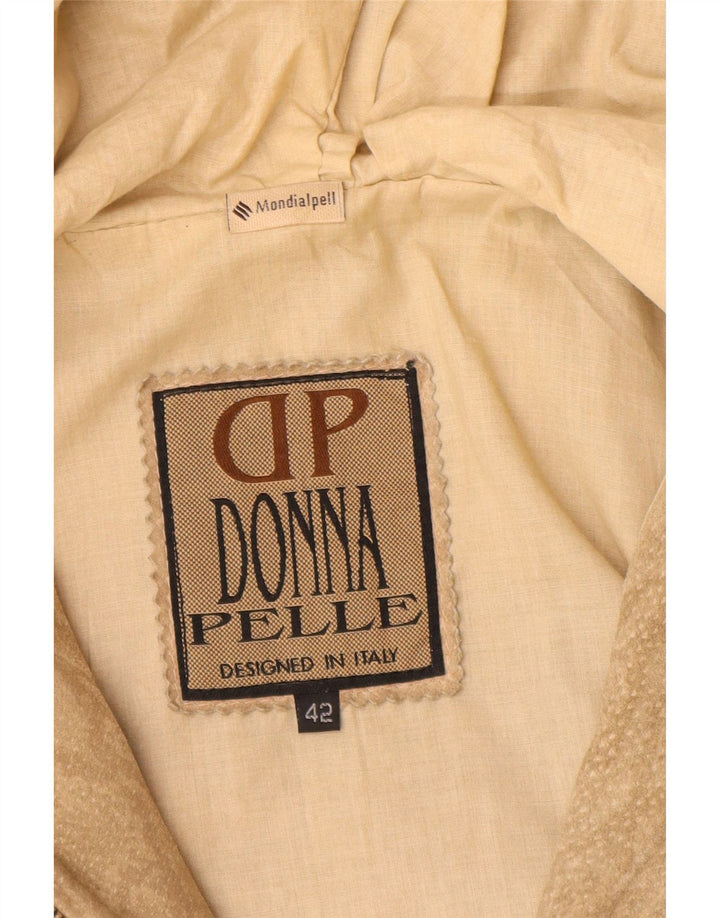 Chaqueta bomber con capucha para mujer Donna Pelle IT 42 Estampado animal beige medio