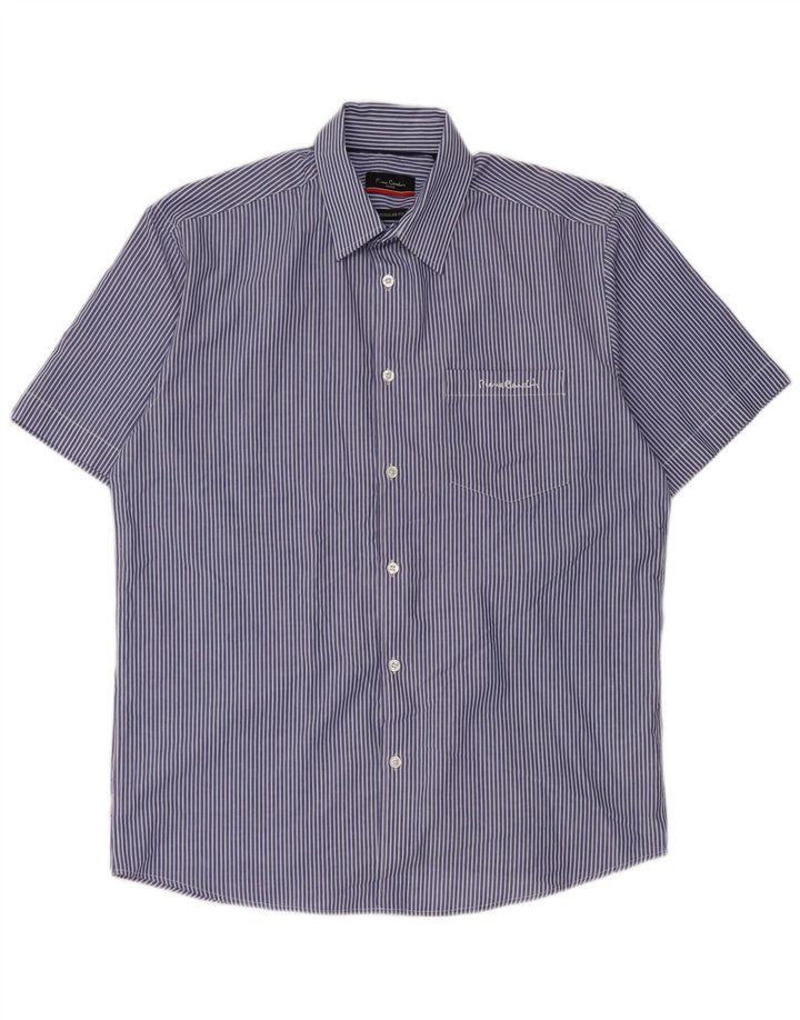 Camisa Pierre Cardin Hombre Manga Corta Regular Fit Rayas Azul Medio