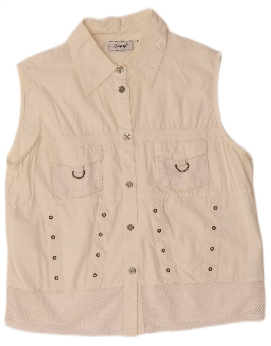 VINTAGE Mujer Utility Gilet IT 44 Algodón Blanco Medio