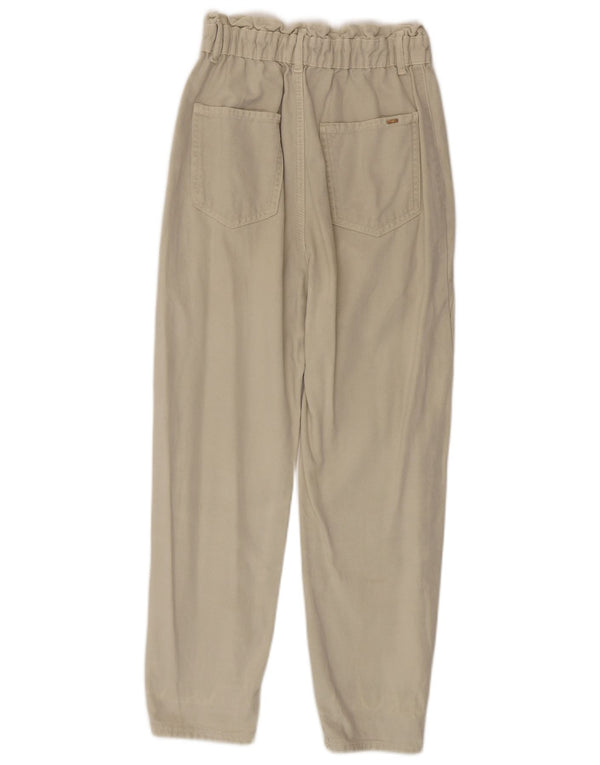 Zara Womens High Waist Tapered Jeans EU 36 XS W26 L26 Beige Cotton