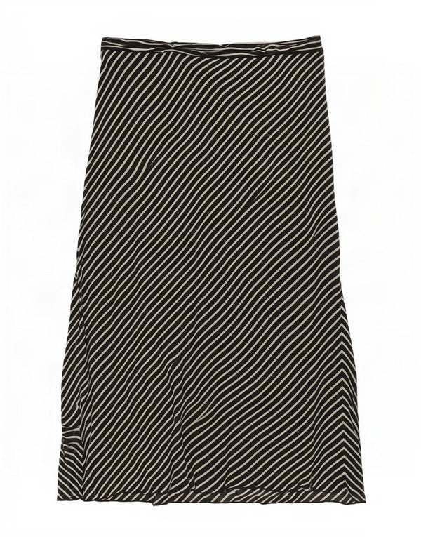Luisa Spagnoli Falda midi de cintura alta para mujer IT 46 Large W30 Black Pinstripe
