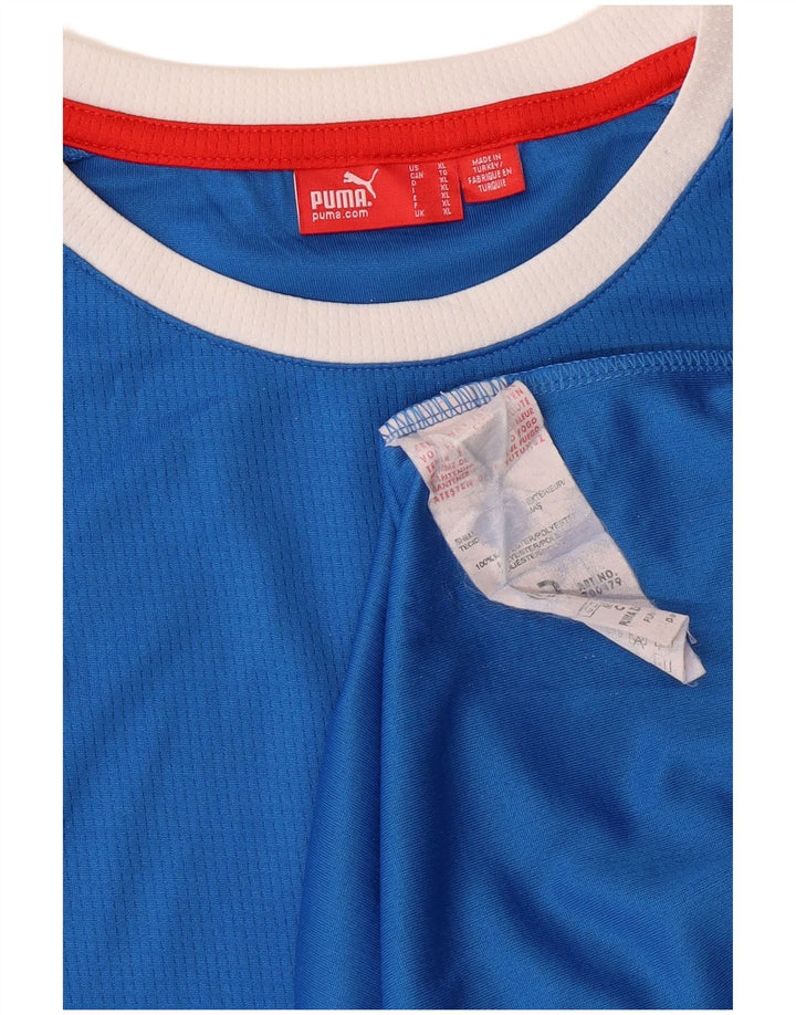 Puma Mens Italia Camiseta Top XL Azul Colorblock Poliéster