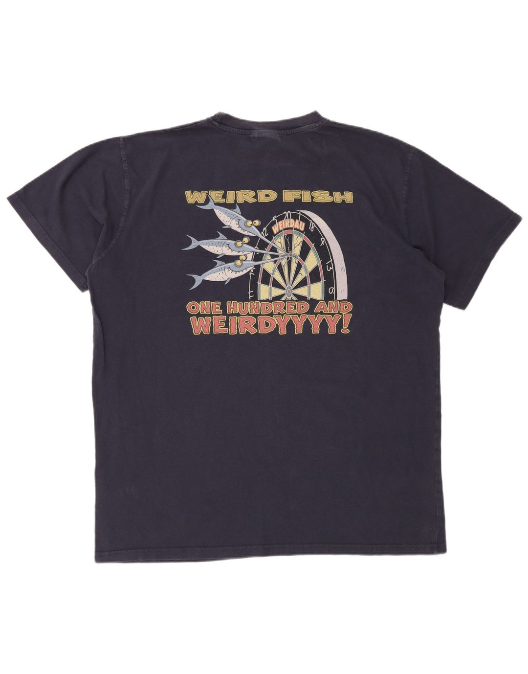 WEIRD FISH Camiseta gráfica para hombre Top XL Azul marino Algodón