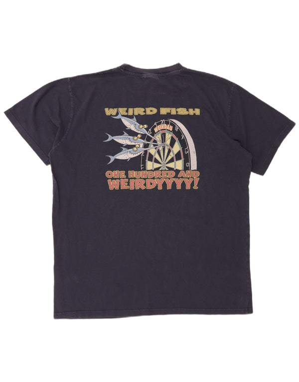 WEIRD FISH Camiseta gráfica para hombre Top XL Azul marino Algodón