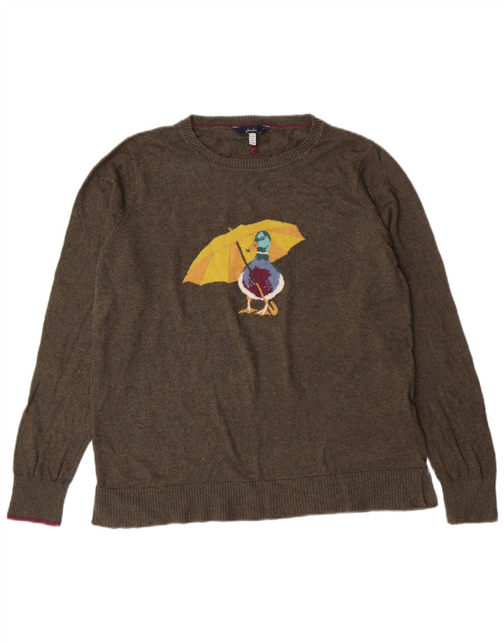 Joules Suéter gráfico con cuello redondo para mujer UK 12 Medium Khaki Cartoon